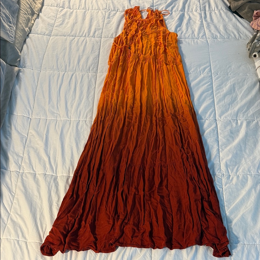 Elegant Orange Ombre Maxi Dress